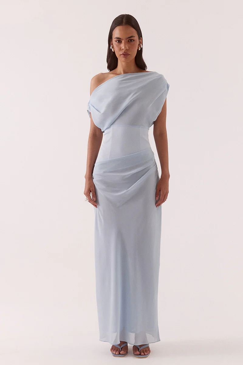 ADA OFF SHOULDER DRESS - WHISPER BLUE