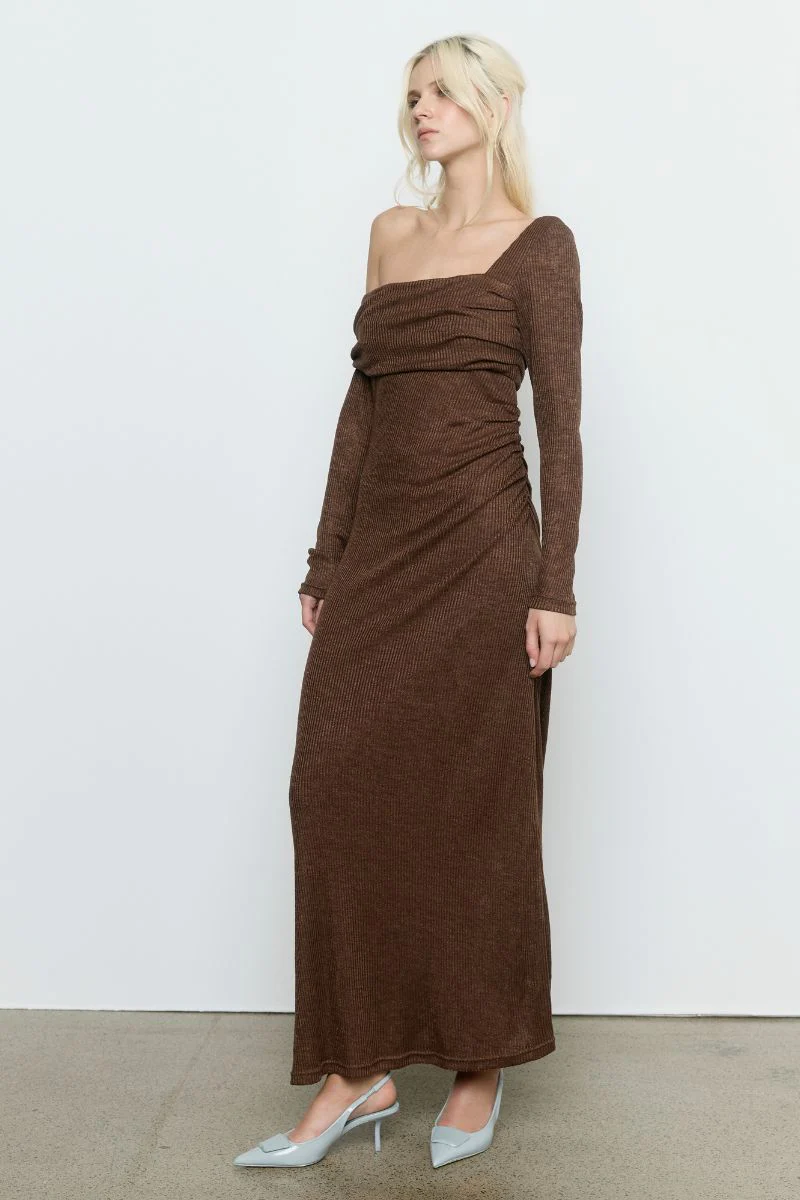 ALIGN ONE SHOULDER DRESS - ESPRESSO - Image 4