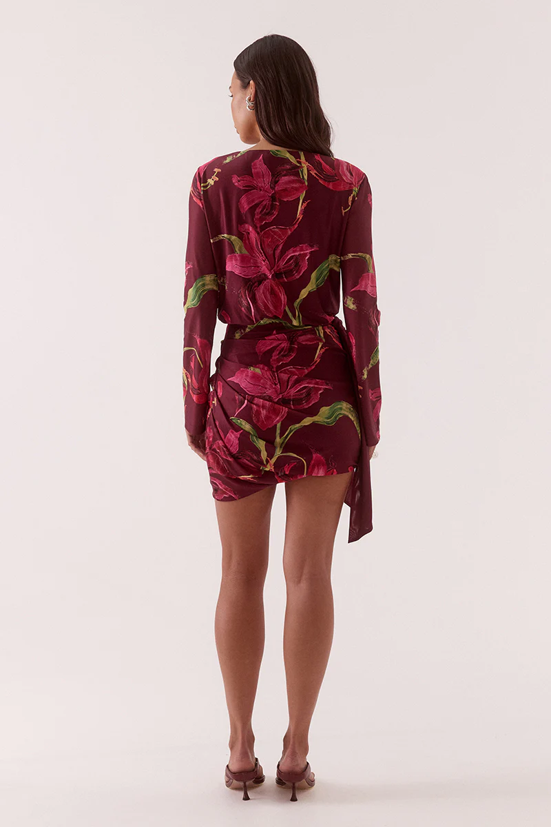 AZALIA LONGSLEEVE MINI DRESS - VINO - Image 4