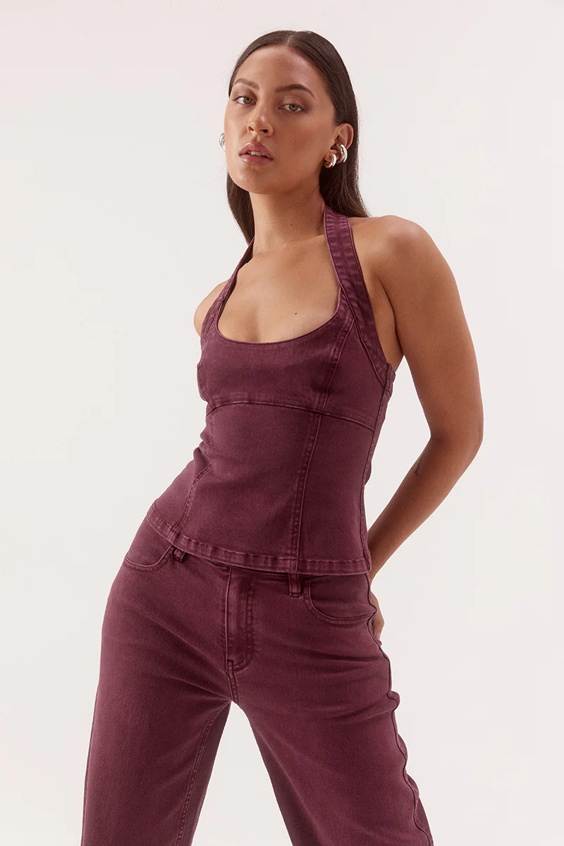 BLAINE DENIM BODICE - VINO - Image 3