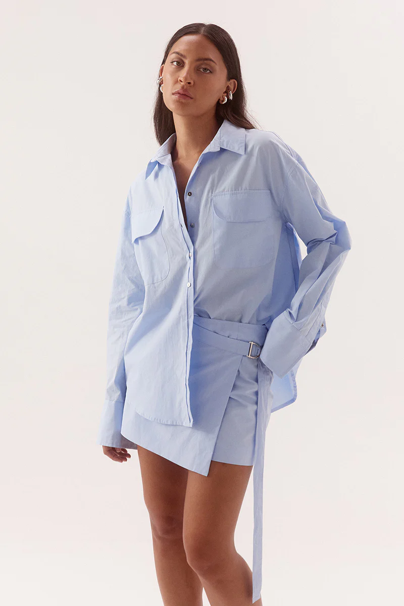 BLUME COMBO SHIRT DRESS - BLUE - Image 2