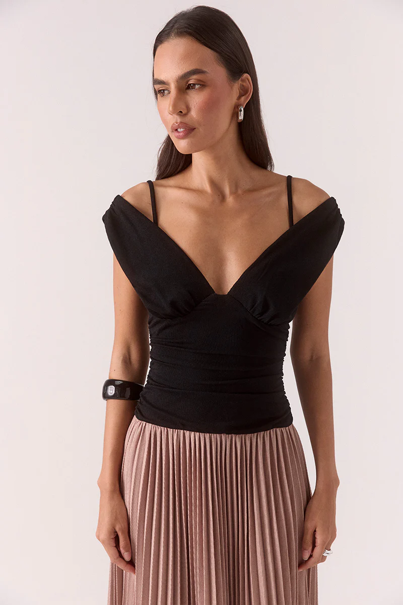 DIONE DRESS - BLACK / MOCHA - Image 2