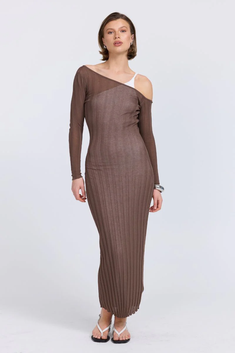 DUALITY LAYERED DRESS - TRUFFLE/OFF WHITE