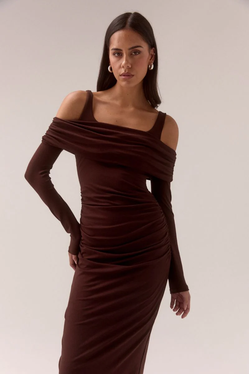 ELAIAN LONG-SLEEVE DRESS - RAISIN - Image 2