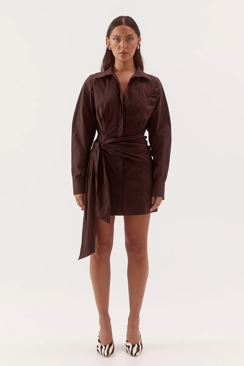 MARLOWE SHIRT DRESS - ESPRESSO