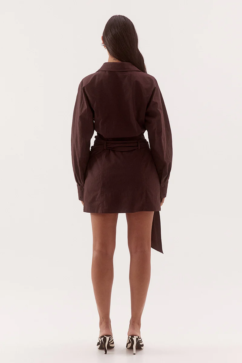 MARLOWE SHIRT DRESS - ESPRESSO - Image 4