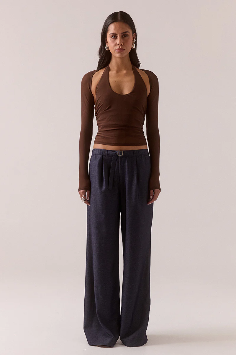 MYRIAD BOLERO HALTER TOP - BROWNIE