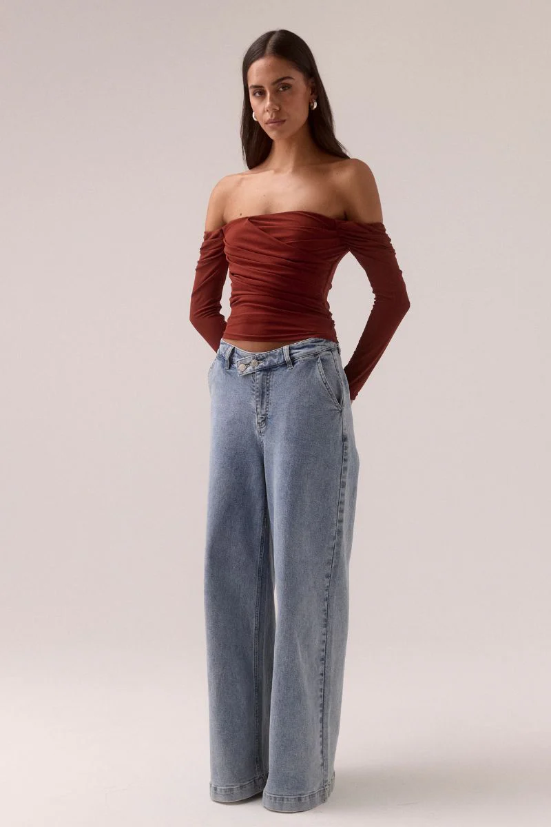 MYRIAD OFF SHOULDER TOP - CINNAMON - Image 3