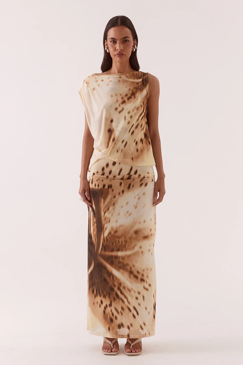 ODETTE DRAPE DRESS - LEMON ORCHID - Image 3