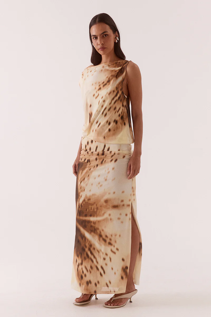 ODETTE DRAPE DRESS - LEMON ORCHID - Image 4