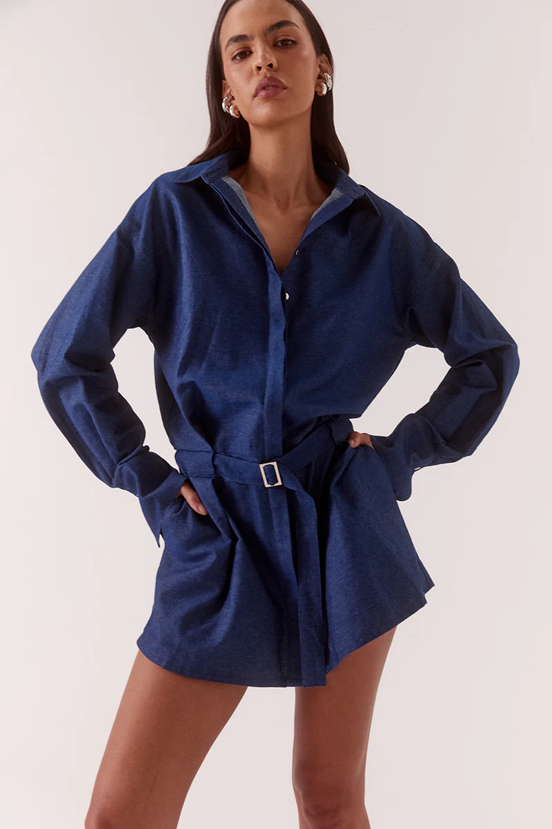 QUINN SHIRT DRESS - MID-WASH BLUE - Image 2