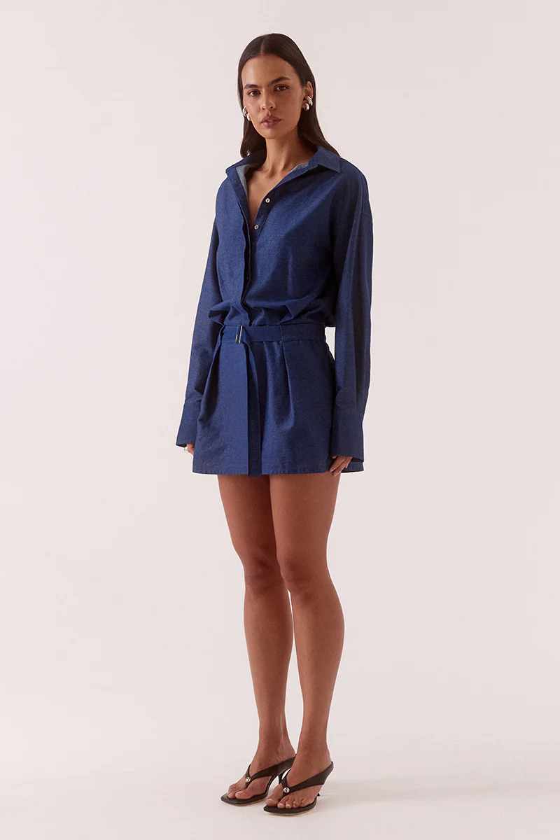 QUINN SHIRT DRESS - MID-WASH BLUE - Image 3