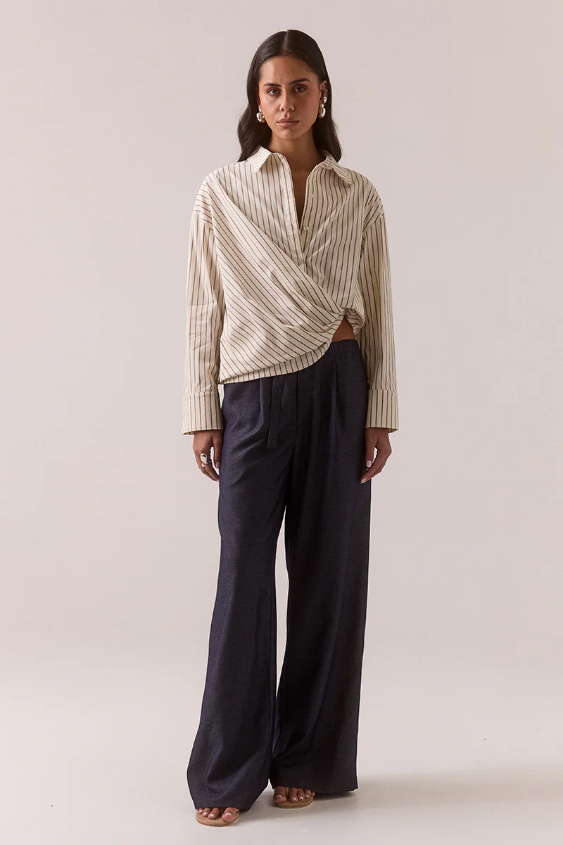 TAVEN SHIRT - LATTE STRIPE