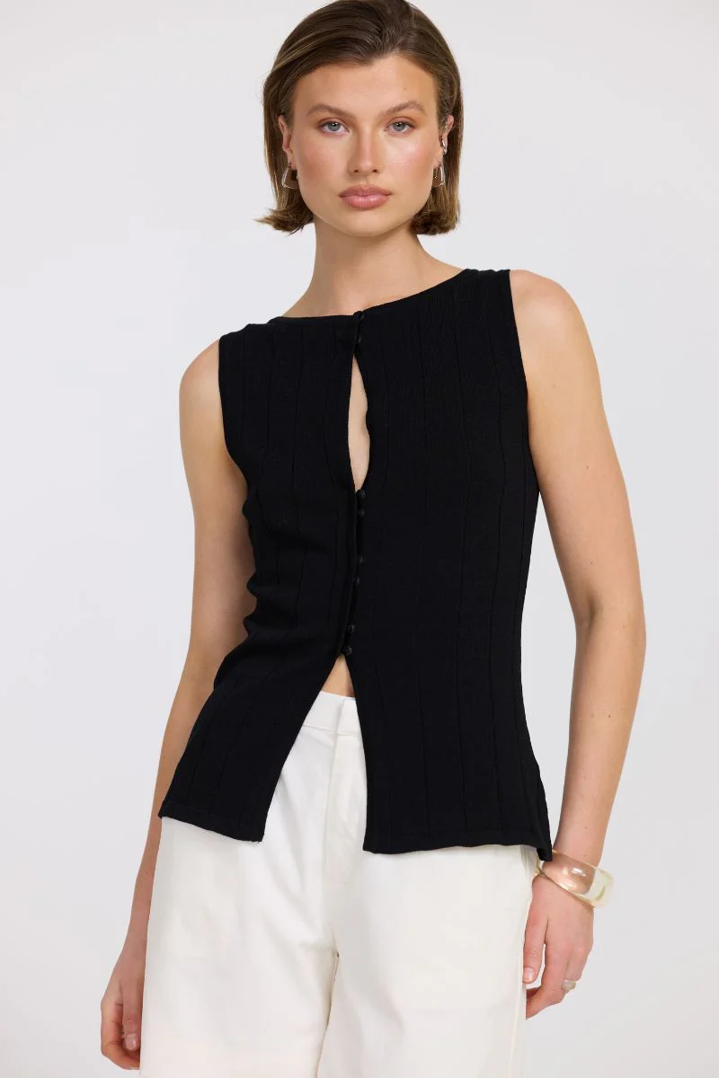 TRANQUIL KNIT TOP - BLACK - Image 2
