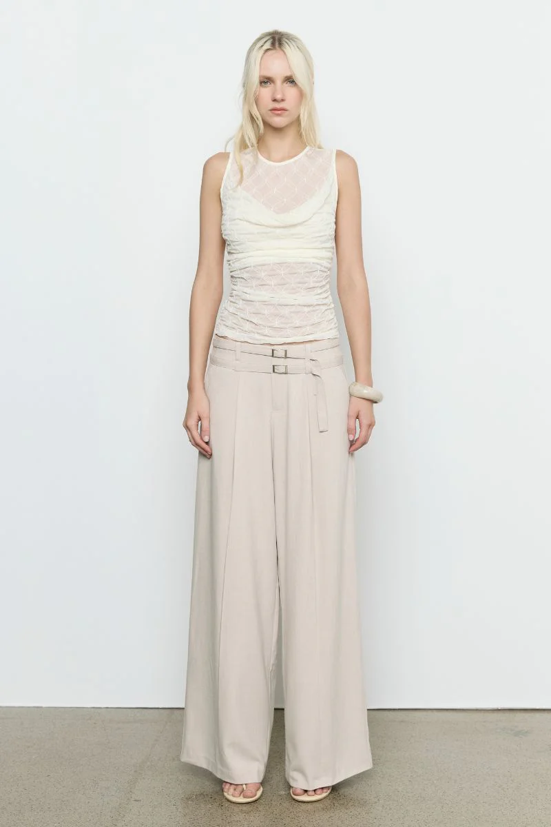 VENUS COWL MESH TOP - CREAM