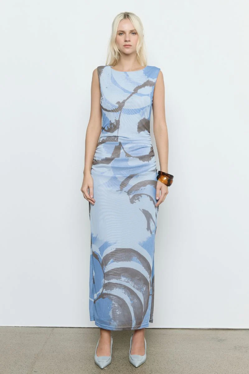 WHIRL MESH DRESS - SLATE