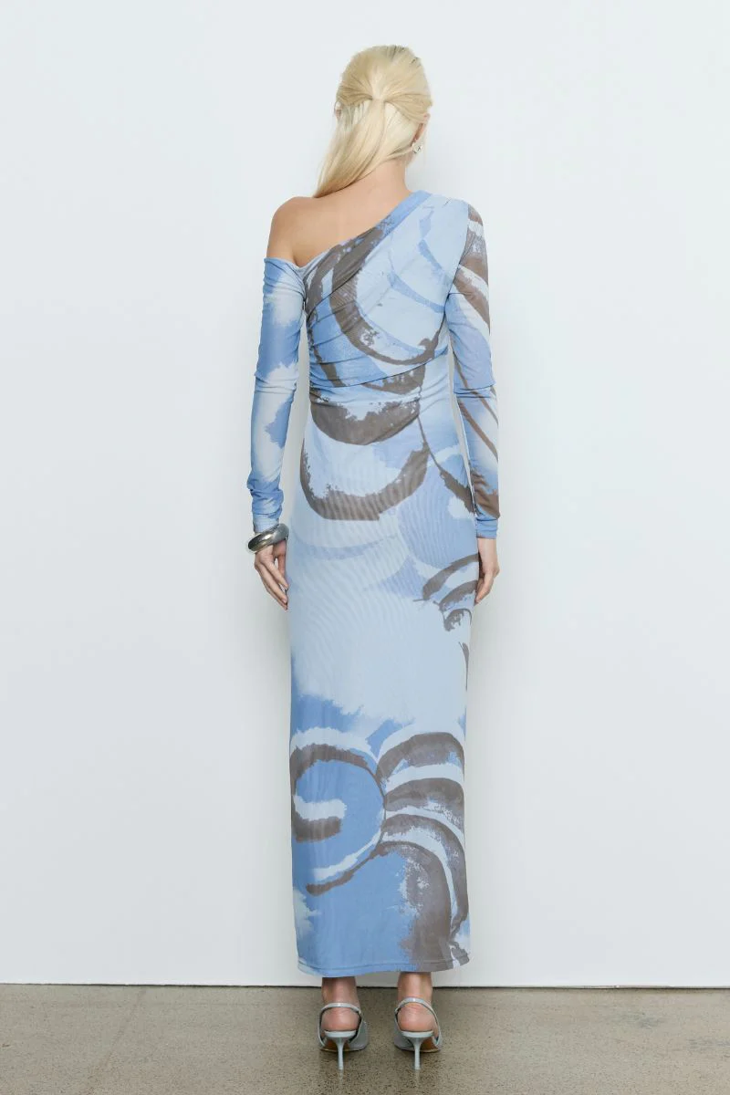 WHIRL MESH LONGSLEEVE DRESS - SLATE - Image 4