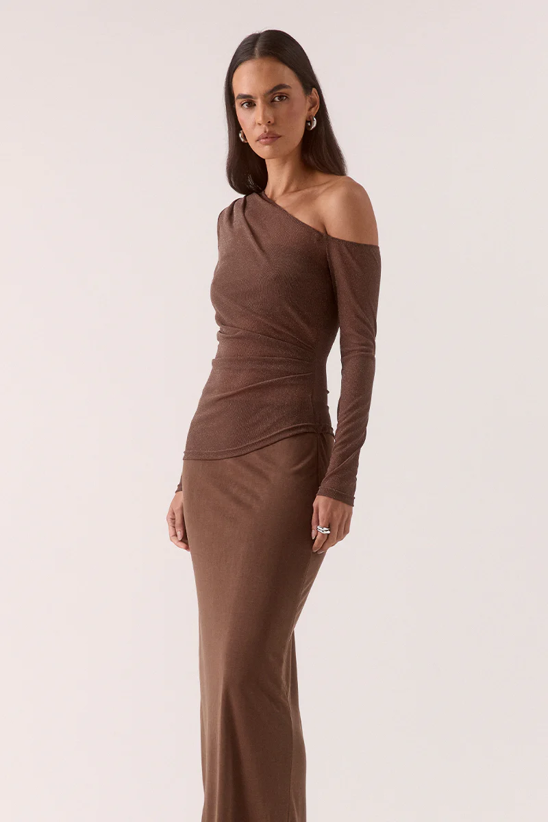 ZEYA LONG SLEEVE DRESS - MOCHA - Image 2