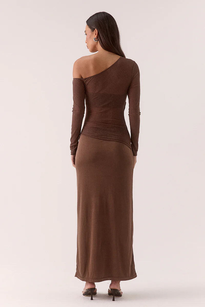 ZEYA LONG SLEEVE DRESS - MOCHA - Image 4